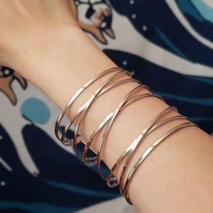 Silver stacked statement bracelet